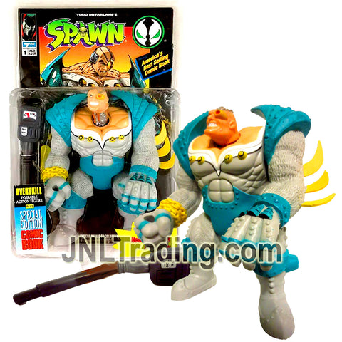 Year 1994 McFarlane Toys Spawn Series 6 Inch Tall Figure - OVERTKILL with Launching Head, Parking Meter and Comic Book