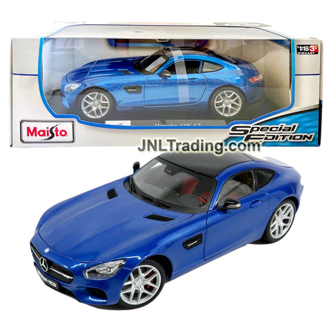 Maisto Special Edition Series 1:18 Scale Die Cast Car - Blue Sports Coupe MERCEDES BENZ AMG GT with Display Base