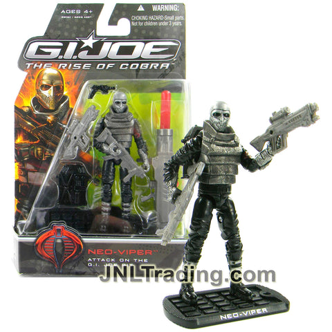 Year 2008 GI JOE Movie The Rise of Cobra Series 4 Inch Figure - Attack on the G.I. JOE Pit NEO VIPER with Rifles, Gun, Missile Launcher & Display Base