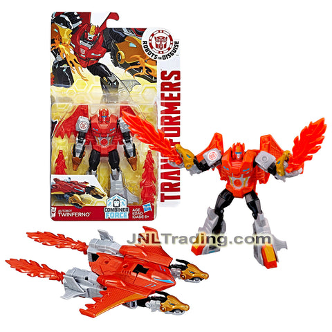 Year 2016 Transformers Robots in Disguise Combiner Force Warriors Class 5.5 Inch Tall Figure - TWINFERNO with Swords (Dragon Head Stealth Bomber)