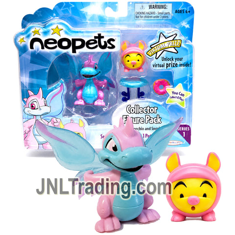 Year 2008 JAKKS Pacific Series 1 Collector Figure Pack - Neopets Faerie Scorchio and Snorkle  and 2 Accessories