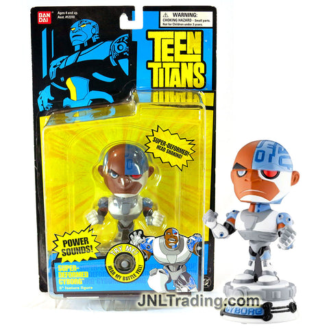 Year 2004 DC Comics Teen Titans Go! Series 5 Inch Tall Electronic Figure : SUPER-DEFORMED CYBORG with Power Sound and Head Shaking Feature
