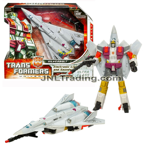 Year 2008 Hasbro Transformers Universe Classic Series Ultra Class 9 Inch Electronic Figure - Autobot SILVERBOLT with Lights and Sounds (Fighter Jet)