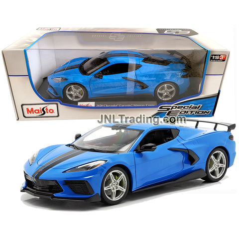 Maisto Special Edition Series 1:18 Scale Die Cast Car - Blue Sport Coupe 2020 CHEVROLET CORVETTE STINGRAY with Display Base
