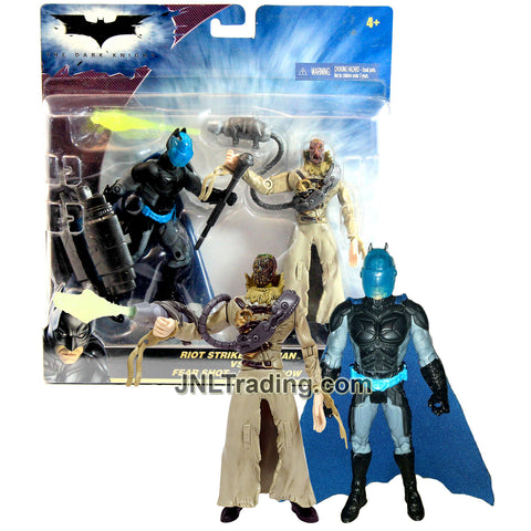 Year 2008 The Dark Knight Series 2 Pack 5 Inch Tall Figure - RIOT STRIKE BATMAN with Shield and Club VS FEAR SHOT SCARECROW with Fear Gas Launcher