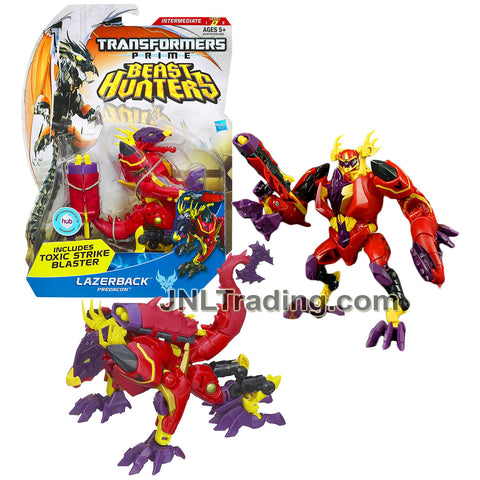 Year 2012 Transformer Prime Beast Hunters Series Deluxe Class 6 Inch Tall Figure - Predacon LAZERBACK with Whip Tail  and Strike Blaster (Dragon)