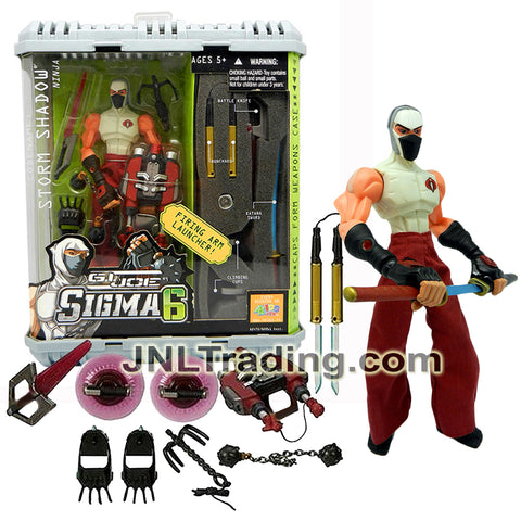 Year 2006 GI JOE Sigma 6 Series 8 Inch Figure - Ninja STORM SHADOW with Nunchucks, Sword, Suction Cups, Bolo Launcher, Hook, Boot Claws & Weapons Case