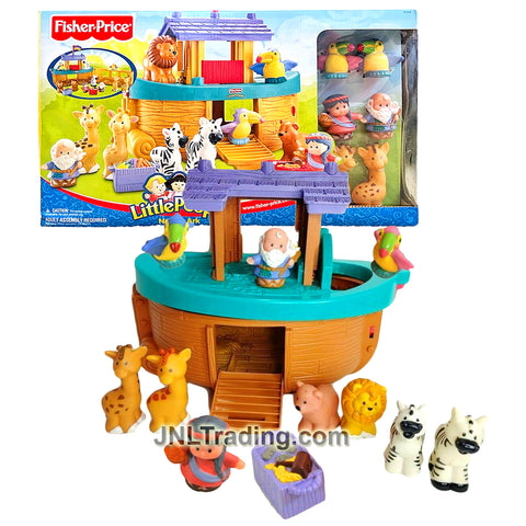 Year 2002 Little People NOAH'S ARK with Noah, His Wife, Giraffes, Toucans, Lions, Zebras and Food Basket