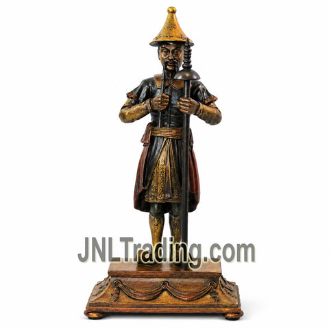 Royal Designs 14 Inch Asian Warrior Statue Oriental Imperial Guard Figurine Bronze Finish Resin Sculpture Home Decor Chinese Collectible Accent