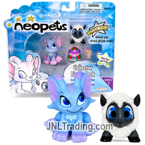 Year 2008 JAKKS Pacific Series 1 Neopets Collector Figure Pack - Striped Acara and Babaa  and 2 Accessories