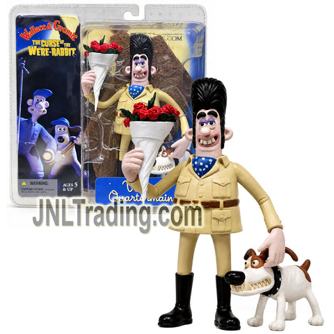 Year 2005 McFarlane Wallace & Gromit The Curse of the Were-Rabbit 7 Inch Figure - VICTOR QARTERMAINE with Dog and Bouquet