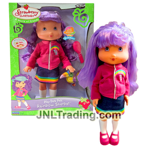 Year 2007 Strawberry Shortcake Play Date Pals 15 Inch Doll - RAINBOW SHERBET with Tutti Frutti Scent Plus Hairbrush and Pet  Toucan Bird