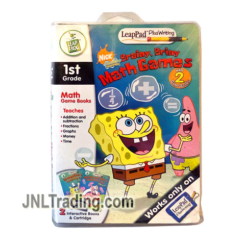 Year 2004 LeapPad Plus Writing 1st Grade Interactive Book and Cartridge - SPONGE BOB Squarepants BRAINY, BRINY MATH GAMES