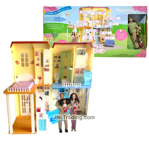 Year 2004 Barbie SOUNDS LIKE HOME Smart House with Light and Sounds Plus Mom, Dad, Baby and Toddler