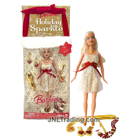 Year 2008 Holiday Sparkle 12 Inch Doll Gift Set - Caucasian Model BARBIE M3531 with Earrings, Necklace, Belt and Hair Comb