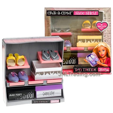 Year 2005 Teen Trends Series Create-a-Closet GABBY'S SHOE SHELF with 2 Pair of Sandals and 1 Pair of Shoes