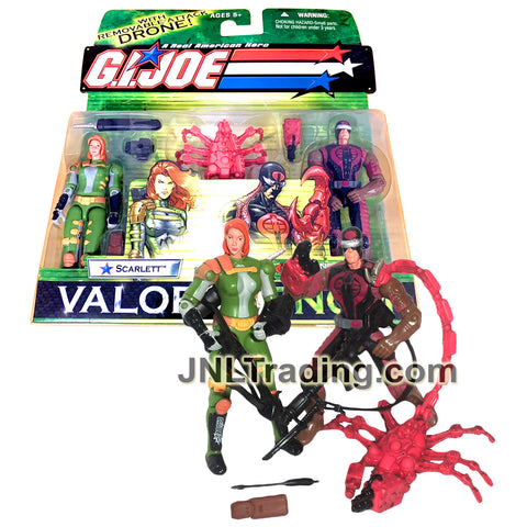Year 2003 GI JOE A Real American Hero Valor vs Venom 2 Pack 4 Inch Figure Set - SCARLETT vs SAND SCORPION with Crossbow, Scorpion, Rifle and Sword