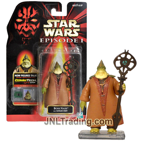 Year 1998 Star Wars The Phantom Menace Series 4 Inch Tall Figure - BOSS NASS with Gungan Staff and CommTech Chip