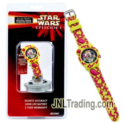 Year 1999 Nelsonic Star Wars Episode I The Phantom Menace Character Watch - JAR JAR BINKS Rotating Tongue Watch