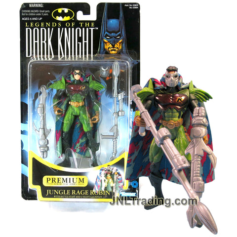 Year 1997 DC Comics Legends of the Dark Knight Batman Series 6 Inch Tall Figure - JUNGLE RAGE ROBIN with Mask, Battle Staff & Utility Gauntlet