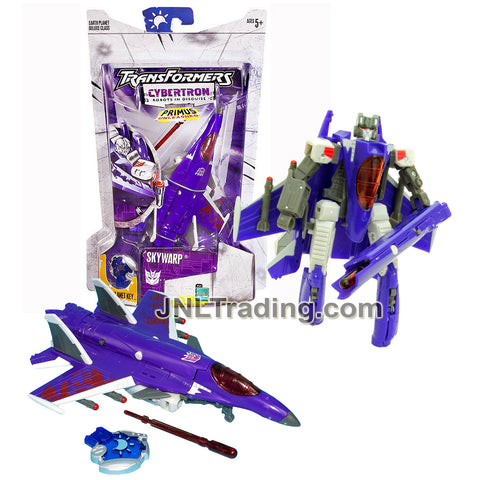 Year 2005 Transformers Cybertron Series Deluxe Class 6 Inch Tall Figure - Decepticon SKYWARP with Hidden Missile Launcher and Cyber Key (Fighter Jet)