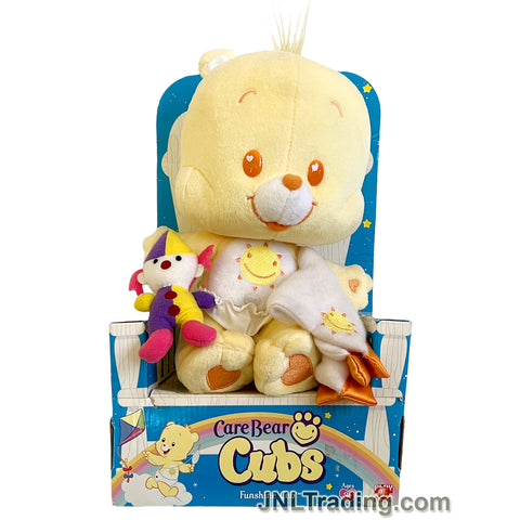 Year 2005 Care Bear Cubs Series 11 Inch Plush - FUNSHINE CUB with Clown and Blanket