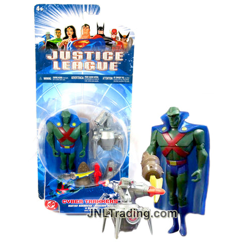 Year 2004 Justice League Cyber Trakkers Series 5 Inch Tall Figure - MARTIAN MANHUNTER with Glacier Blade vs BLAZEBOT with Missile Launcher