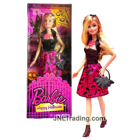 Year 2014 Happy Halloween Series 12 Inch Doll - Caucasian Model BARBIE CCJ16 in Black /Purple Outfit with Purse, Headband and Necklace