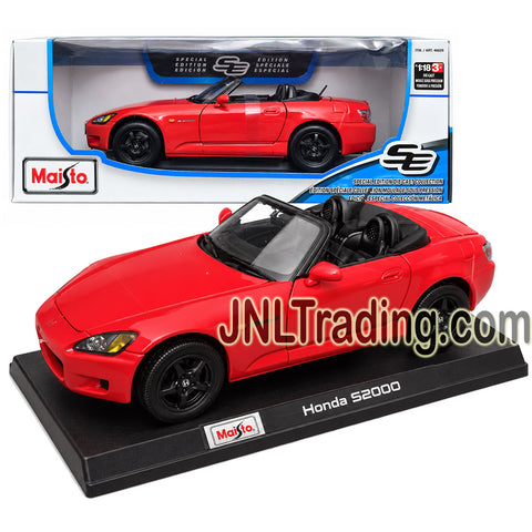 Maisto Special Edition Series 1:18 Scale Die Cast Car Set - Red Convertible Sports Car HONDA S2000 with Display Base