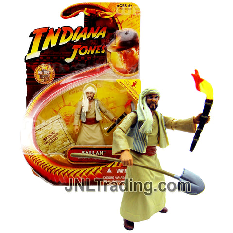 Year 2008 Indiana Jones Raiders of the Lost Ark Movie Series 4 Inch Figure - Egyptian Excavator SALLAH with Shovel, Torch and Hidden Relic