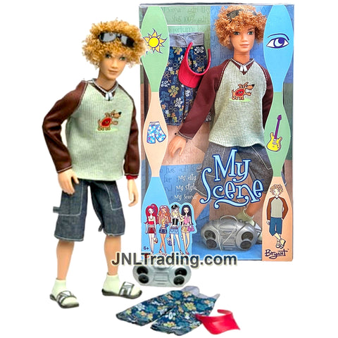 Year 2002 Barbie My Scene 12 Inch Doll - BRYANT with Boombox, Visor, Swim Trunks, Sunglasses and Doll Stand