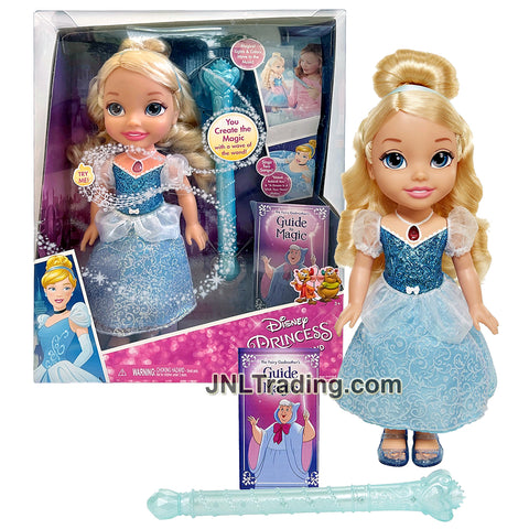 Year 2016 Disney Princess Series 14 Inch Electronic Doll - MAGICAL WAND CINDERELLA with Wand and "The Fairy Godmother's Guide to Magic"