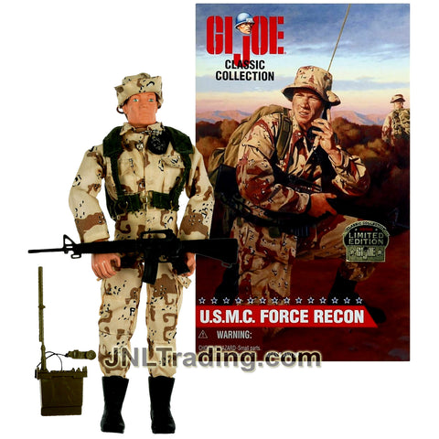 Year 1997 GI JOE Classic Collection Series 12 Inch Tall Soldier Figure - Caucasian U.S.M.C FORCE RECON with Boonie Hat, Rifle, Radio and Dog Tags