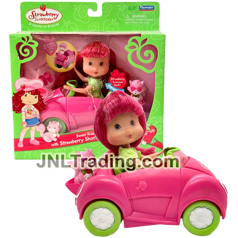 Year 2007 Strawberry Shortcake Vehicle Set SWEET RIDE ALONG with STRAWBERRY SHORTCAKE Scented Doll and Puppy Custard