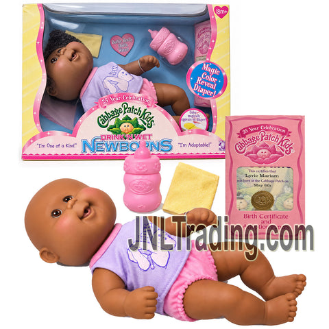 Year 2007 Cabbage Patch Kids 25 Year Celebration Drink ’N Wet Newborn 10 Inch Baby Doll - LYRIC MARIAM with Birth Certificate (May 8th)
