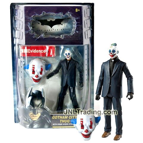 Year 2008 DC Batman The Dark Knight 6 Inch Tall Figure - GOTHAM CITY THUG with Crime Scene Evidence Label & Mask of Happy Clown with Blue Hair