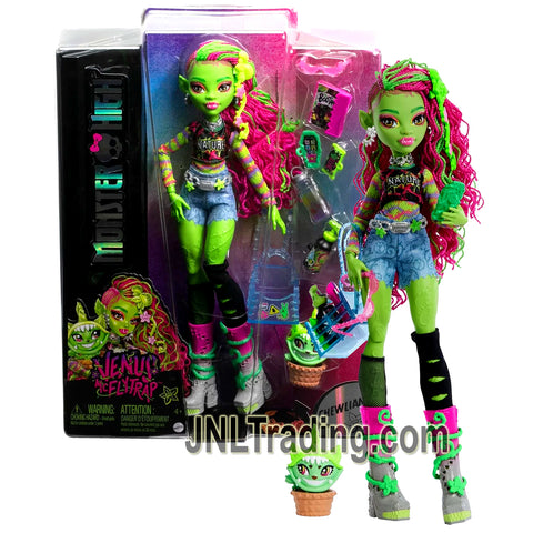 Year 2023 Monster High Pet Buddies 11 Inch Doll - VENUS FLYTRAP with Basket Backpack, Sunglasses, Diary, Water Bottle, Phone and Pet Chewlian