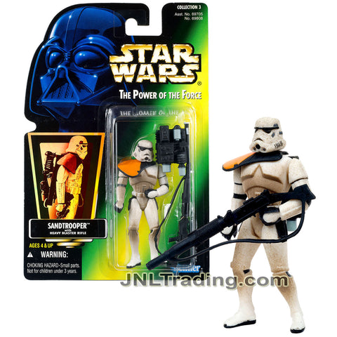 Year 1996 Star Wars Power of The Force Series 4 Inch Tall Figure - SANDTROOPER with Heavy Blaster Rifle and Survival Backpack