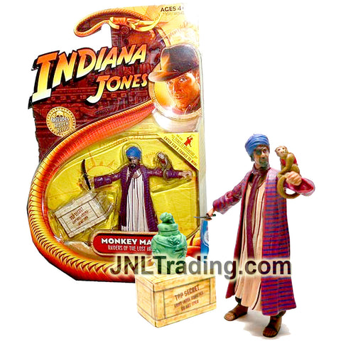 Year 2008 Indiana Jones Raiders of the Lost Ark Movie Series 4 Inch Figure - MONKEY MAN with Monkey, Dagger and Hidden Relic