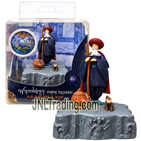 Year 2007 Sababa Toys Wizardology Fantasy Collectible 4 Inch Tall Mini Figure - ARABIAN SAGE with Staff, Magical Lamp and Decorative Display Base