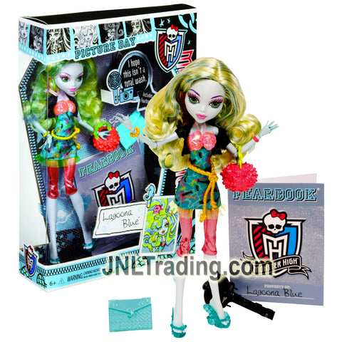 Year 2012 Monster High Picture Day Series 11 Inch Doll Set - LAGOONA BLUE with Purse, Folder, Fearbook, Hairbrush and Doll Stand