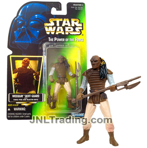 Year 1996 Star Wars Power of The Force Series 4 Inch Figure - WEEQUAY SKIFF GUARD with Force Pike and Blaster Rifle