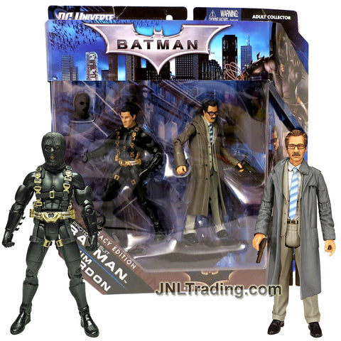 Year 2011 DC Universe Batman Begins Legacy Edition 2 Pack 6 Inch Tall Figure - Prototype Suit BATMAN with Mask and Lt. JIM GORDON with Gun