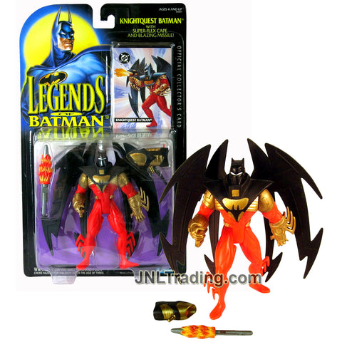 Year 1994 Legends of Batman Series 5 Inch Tall Figure - KNIGHTQUEST BATMAN with Super-Flex Cape, Blazing Missile and Official Collector's Card