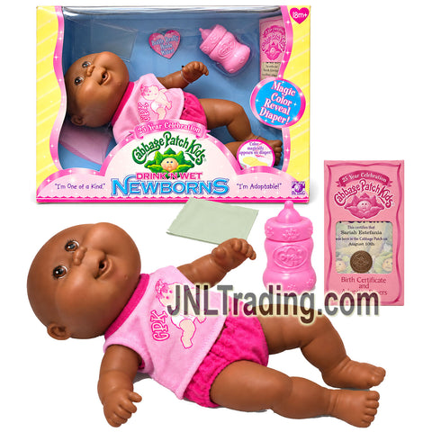 Year 2007 Cabbage Patch Kids 25 Year Celebration Drink ’N Wet Newborn 10 Inch Baby Doll - SARIAH ESTEFANIA with Birth Certificate (Aug 10th)