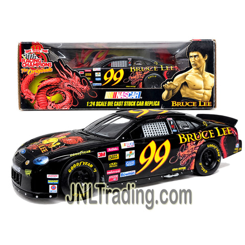 Year 1999 Racing Champions NASCAR 1:24 Scale Diecast Stock Car Collectible Model - #99 Ford Taurus JEFF BURTON Black Dragon 10th Anniversary BRUCE LEE