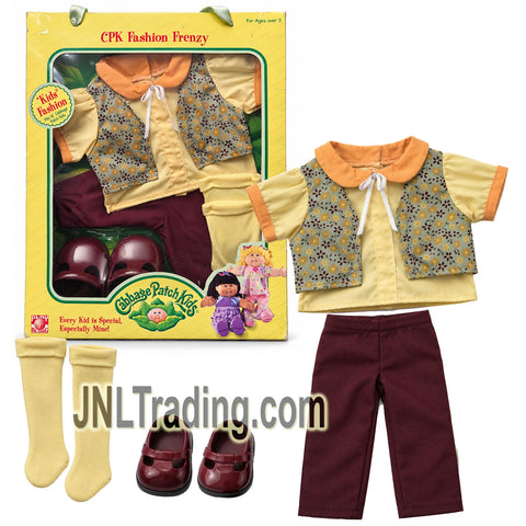 Year 2005 Cabbage Patch Kids Fashion Frenzy Outfit for 16 Inch Dolls with Floral Vest, Pants and Shoes