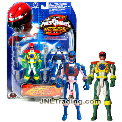 Year 2007 Power Rangers Operation Overdrive Series 2 Pack 6 Inch Tall Figure Set - GREEN RANGER and BLUE RANGER with Swords and Morphers