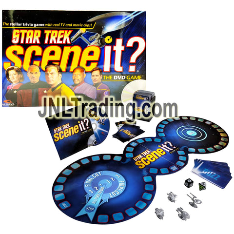Year 2008 Scene It? STAR TREK. The DVD Game with Gameboard, DVD, 2 Dies, 4 Movers, 144 Trivia Cards, 10 Prime Detective Cards and 4 Reference Cards