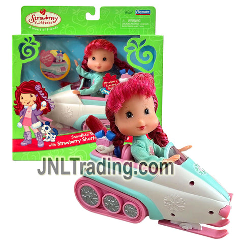 Year 2007 Strawberry Shortcake Vehicle Set SNOWFLAKE SKIMOBILE with STRAWBERRY SHORTCAKE Scented Doll and PUPCAKE